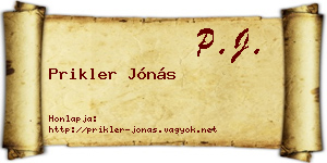 Prikler Jónás névjegykártya